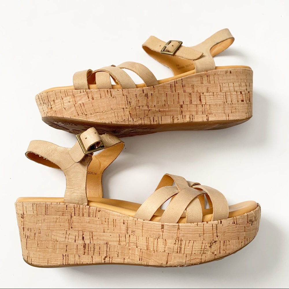 KORKS KORK EASE Leather Wedge Chunky Sandals 7